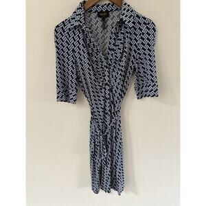 Laundry by Shelli Segal Wrap Dress Women Size 2 Blue Shirt Dress Long Sleeve